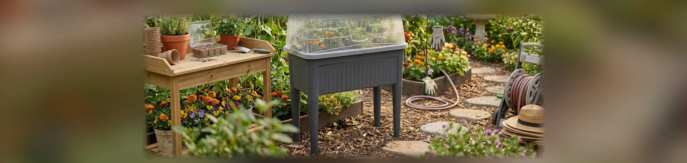 Zerlegbares Garten-Pflanzgefäß mit Füßen